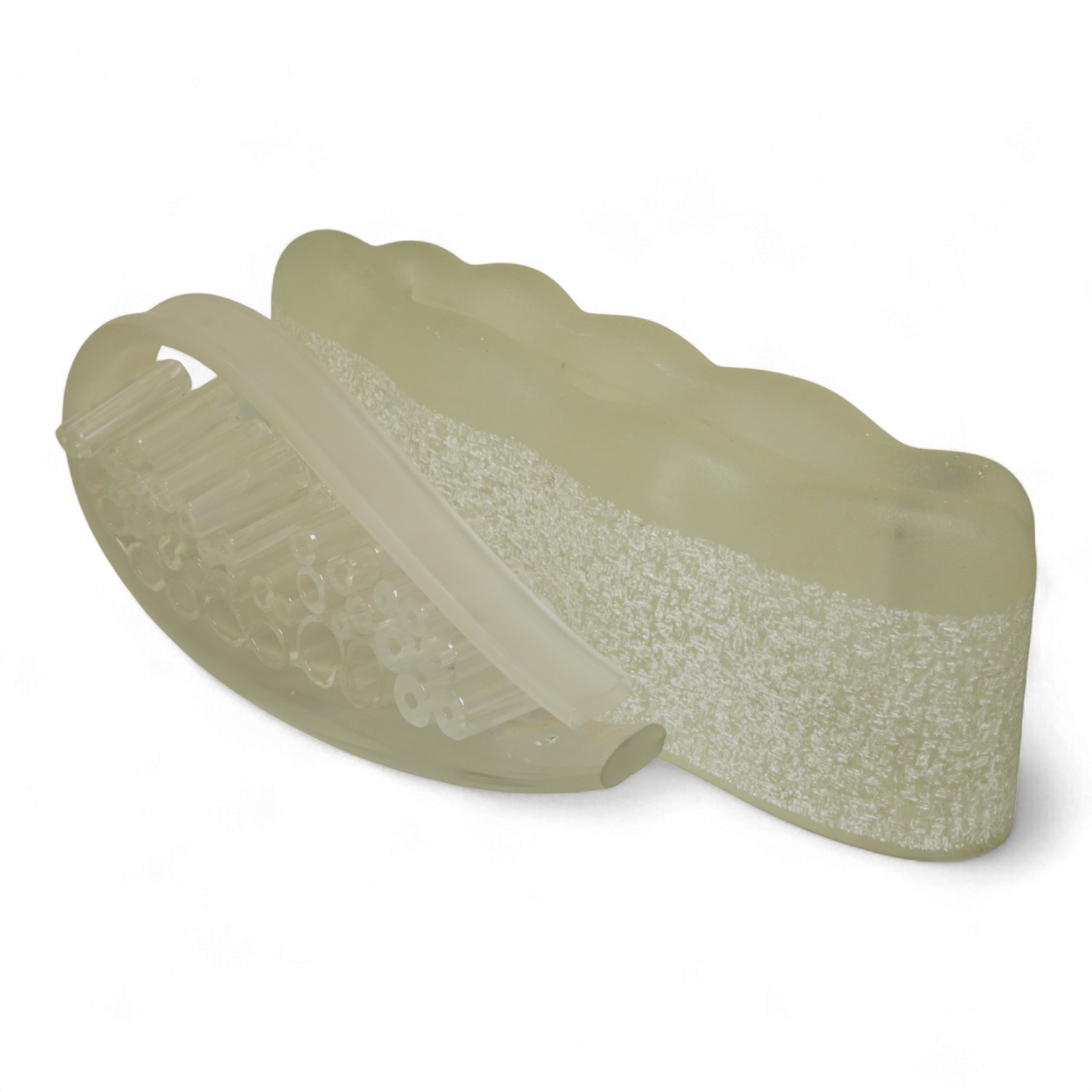 Lene Bodker, Danish glass screen stand and another contemporary sculpture, largest 44cm wide